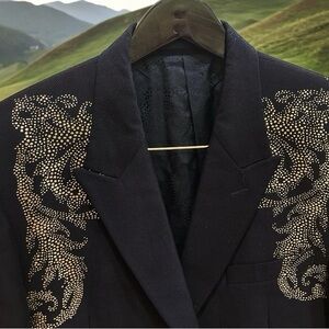 Versace black n gold embroidered suit